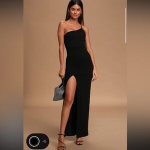 Lulus Keeper of My Heart Black One-Shoulder Maxi Dress